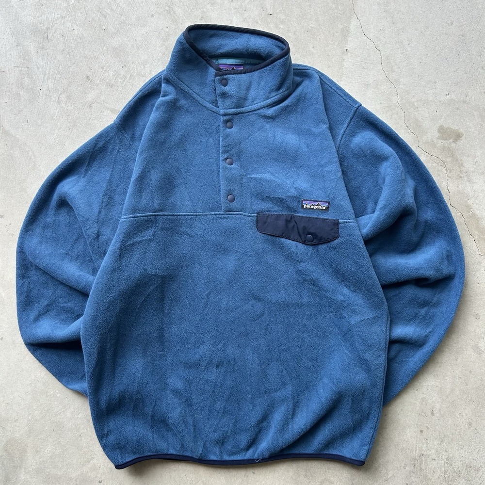 Patagonia Snap T Fleece Blue Teal Synchilla Pullover Mens M Y2K Gorpcore